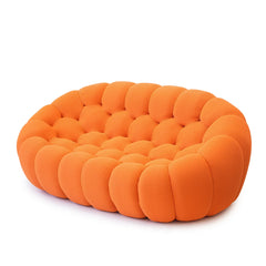 Signature Armless Boneless Couches | 1-Piece 3D-Knitted Orange Ocean-Inspired Curves Loveseats 2-seaters