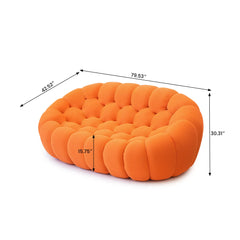Signature Armless Boneless Couches | 1-Piece 3D-Knitted Orange Ocean-Inspired Curves Loveseats 2-seaters