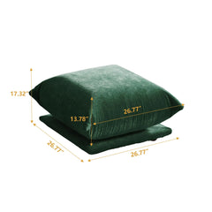 Exclusive Modern Sectional Couches | 1-Piece Chenille Green Retro-Modern Fusion Ottoman