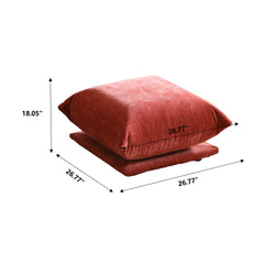 Exclusive Modern Sectional Couches | 1-Piece Chenille Orange Very Soft Fabric Ottoman