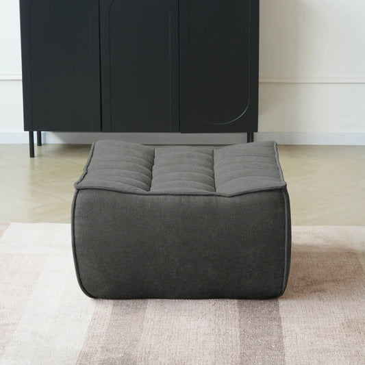 Signature Classic Boneless Couches | 1-Piece Chenille & Linen Black Simple Modern Style Ottoman