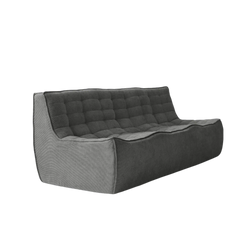 Signature Classic Boneless Couches | 1-Piece Chenille & Linen Black Dual-Layer Foam Filling Loveseats 3-seaters