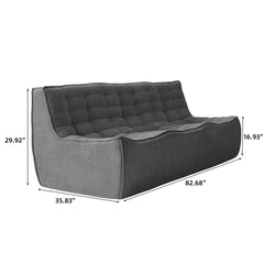 Signature Classic Boneless Couches | 1-Piece Chenille & Linen Black Dual-Layer Foam Filling Loveseats 3-seaters