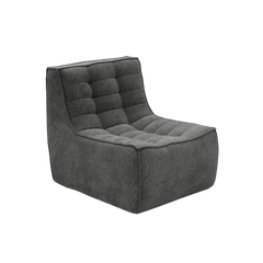 Signature Classic Boneless Couches | 1-Piece Chenille & Linen Black Soft Rounded Edges Single Sofa 1-seater