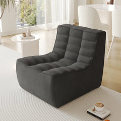 Signature Classic Boneless Couches | 1-Piece Chenille & Linen Black Soft Rounded Edges Single Sofa 1-seater