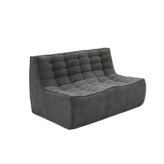 Signature Classic Boneless Couches | 1-Piece Chenille & Linen Black Low-Profile Design Loveseats 2-seaters