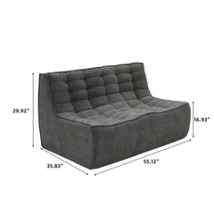 Signature Classic Boneless Couches | 1-Piece Chenille & Linen Black Low-Profile Design Loveseats 2-seaters
