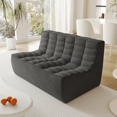 Signature Classic Boneless Couches | 1-Piece Chenille & Linen Black Low-Profile Design Loveseats 2-seaters
