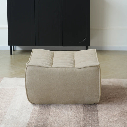 Signature Classic Boneless Couches | 1-Piece Chenille & Linen Khaki Dual-Layer Foam Filling Ottoman