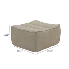 Signature Classic Boneless Couches | 1-Piece Chenille & Linen Khaki Dual-Layer Foam Filling Ottoman