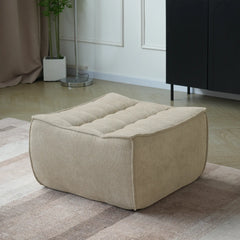 Signature Classic Boneless Couches | 1-Piece Chenille & Linen Khaki Dual-Layer Foam Filling Ottoman