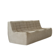Signature Classic Boneless Couches | 1-Piece Chenille & Linen Khaki Two Layers Of Foam Loveseats 3-seaters
