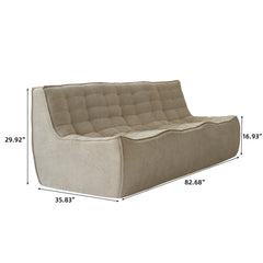 Signature Classic Boneless Couches | 1-Piece Chenille & Linen Khaki Two Layers Of Foam Loveseats 3-seaters