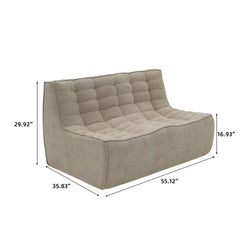 Signature Classic Boneless Couches | 1-Piece Chenille & Linen Khaki Versatile Style Loveseats 2-seaters