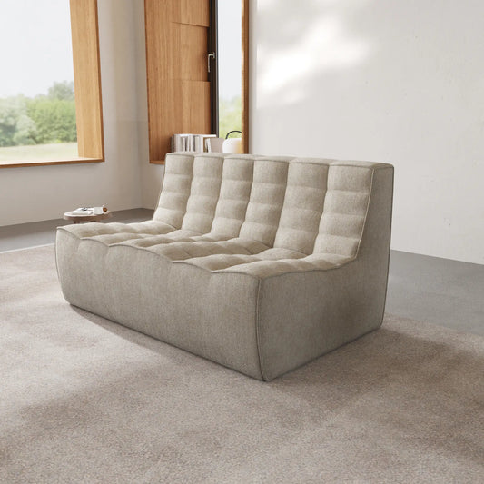 Signature Classic Boneless Couches | 1-Piece Chenille & Linen Khaki Versatile Style Loveseats 2-seaters