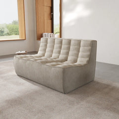 Signature Classic Boneless Couches | 1-Piece Chenille & Linen Khaki Versatile Style Loveseats 2-seaters