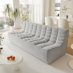 Signature Classic Boneless Couches | 1-Piece Chenille & Linen Light Grey Good For Naps Loveseats 3-seaters