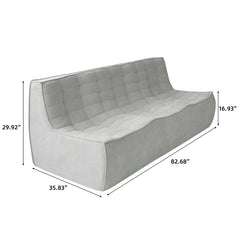 Signature Classic Boneless Couches | 1-Piece Chenille & Linen Light Grey Good For Naps Loveseats 3-seaters