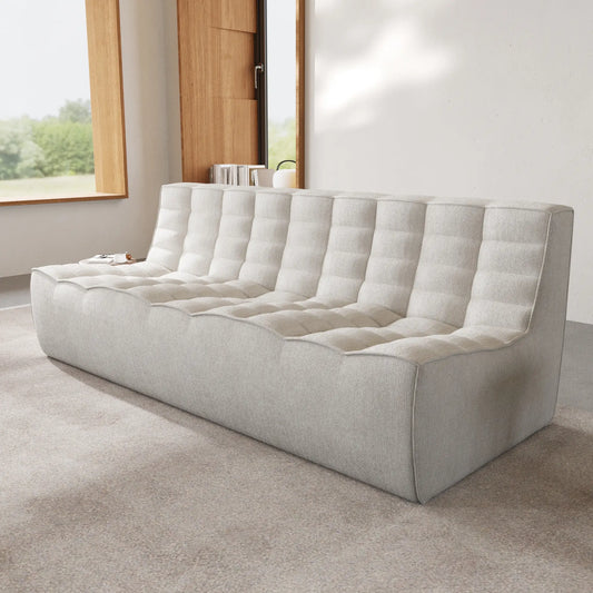Signature Classic Boneless Couches | 1-Piece Chenille & Linen Light Grey Good For Naps Loveseats 3-seaters