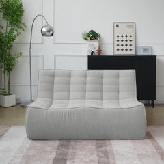 Signature Classic Boneless Couches | 1-Piece Chenille & Linen Light Grey Great For Relaxing Loveseats 2-seaters