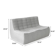 Signature Classic Boneless Couches | 1-Piece Chenille & Linen Light Grey Great For Relaxing Loveseats 2-seaters