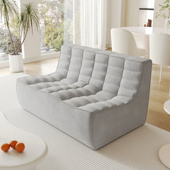 Signature Classic Boneless Couches | 1-Piece Chenille & Linen Light Grey Great For Relaxing Loveseats 2-seaters