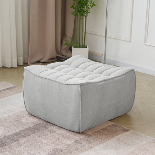 Signature Classic Boneless Couches | 1-Piece Chenille & Linen Light Grey Simple And Stylish Ottoman