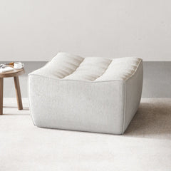 Signature Classic Boneless Couches | 1-Piece Chenille & Linen Light Grey Simple And Stylish Ottoman