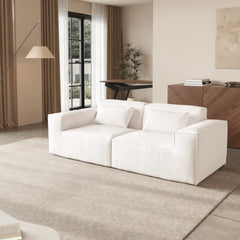 Exclusive Classic Sectional Couches | 1-Piece Corduroy Beige No More Sagging Loveseats 2-seaters