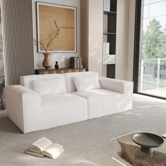 Exclusive Classic Sectional Couches | 1-Piece Corduroy Beige No More Sagging Loveseats 2-seaters