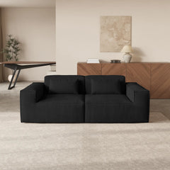 Exclusive Classic Sectional Couches | 1-Piece Corduroy Black Wide Useful Arms Loveseats 2-seaters