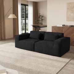 Exclusive Classic Sectional Couches | 1-Piece Corduroy Black Wide Useful Arms Loveseats 2-seaters