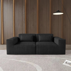 Exclusive Classic Sectional Couches | 1-Piece Corduroy Black Wide Useful Arms Loveseats 2-seaters