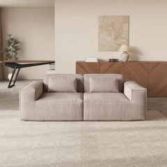 Exclusive Classic Sectional Couches | 1-Piece Corduroy Brown Won't Get Scratched Loveseats 2-seaters