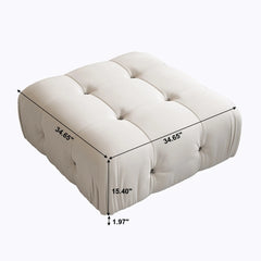 Exclusive Minimalist Modular Couches | 1-Piece Velvet Beige Soft Springy Support Ottoman