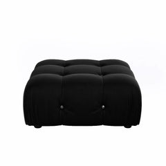 Exclusive Minimalist Modular Couches | 1-Piece Velvet Black Artful Modern Lounging Ottoman