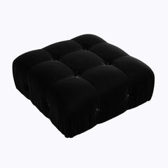 Exclusive Minimalist Modular Couches | 1-Piece Velvet Black Artful Modern Lounging Ottoman