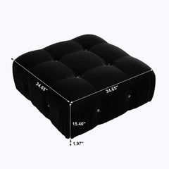 Exclusive Minimalist Modular Couches | 1-Piece Velvet Black Artful Modern Lounging Ottoman