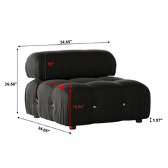 Exclusive Minimalist Modular Couches | 1-Piece Velvet Black Modular Design Single Sofa 1-seater