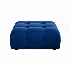 Exclusive Minimalist Modular Couches | 1-Piece Velvet Blue Deep Luxurious Seating Ottoman