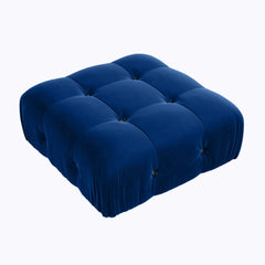 Exclusive Minimalist Modular Couches | 1-Piece Velvet Blue Deep Luxurious Seating Ottoman