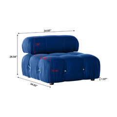 Exclusive Minimalist Modular Couches | 1-Piece Velvet Blue Modular Design Single Sofa 1-seater