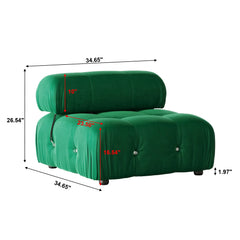 Exclusive Minimalist Modular Couches | 1-Piece Velvet Green Timeless Elegant Charm Single Sofa 1-seater