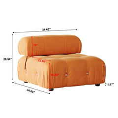 Exclusive Minimalist Modular Couches | 1-Piece Velvet Orange Bold Sculptural Design Single Sofa 1-seater