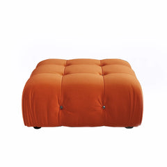 Exclusive Minimalist Modular Couches | 1-Piece Velvet Orange Fancy Button Style Ottoman