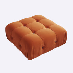 Exclusive Minimalist Modular Couches | 1-Piece Velvet Orange Fancy Button Style Ottoman