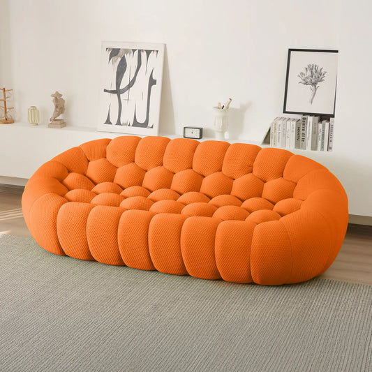 Signature Armless Boneless Couches | 1-Piece 3D-Knitted Orange Lots Of Room To Relax Loveseats 3-seaters