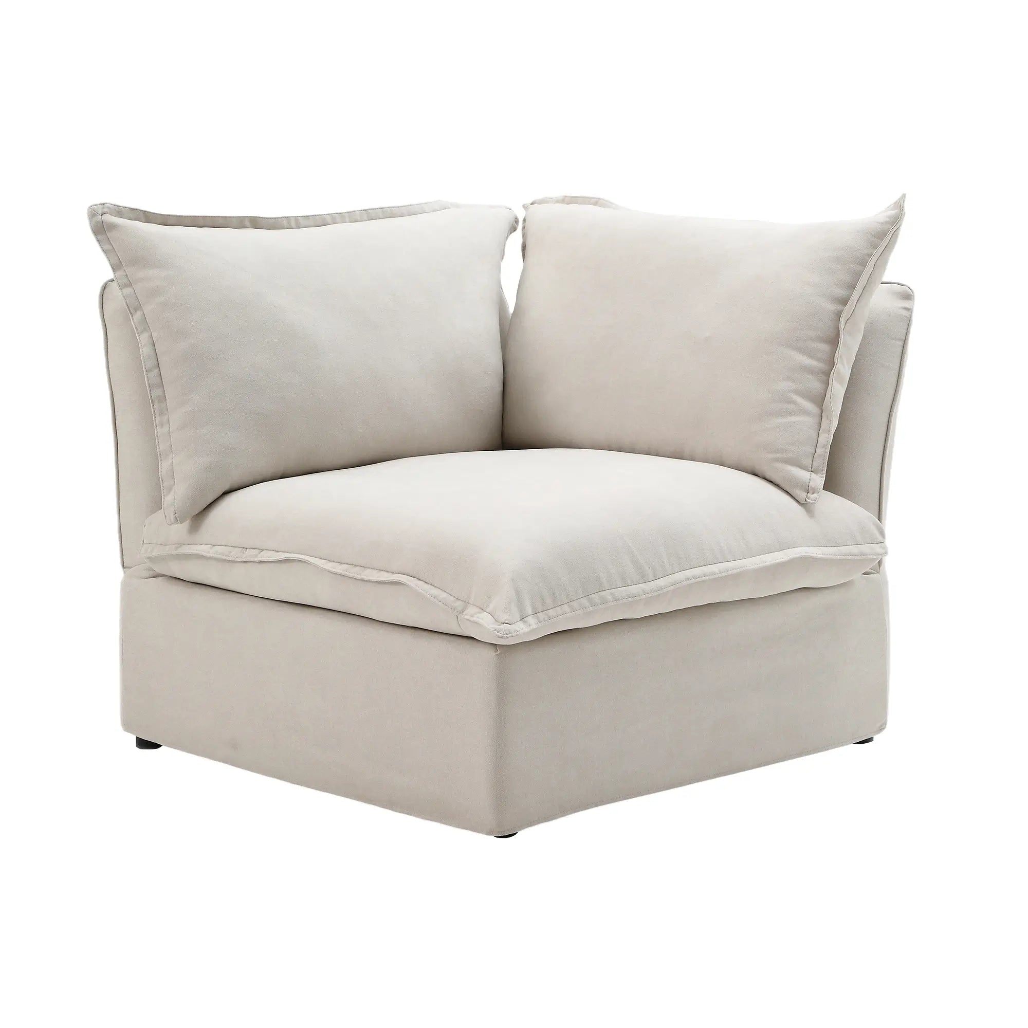 Premium Linen Cloud Sectional Couches | 1-Piece Linen Beige Lounge-Ready Seating Single Sofa 1-seater