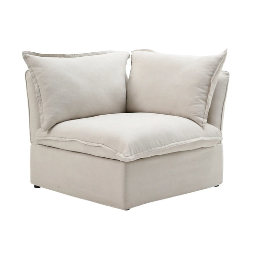 Premium Linen Cloud Sectional Couches | 1-Piece Linen Beige Lounge-Ready Seating Single Sofa 1-seater