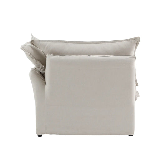 Premium Linen Cloud Sectional Couches | 1-Piece Linen Beige Lounge-Ready Seating Single Sofa 1-seater